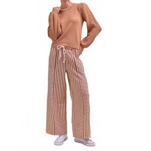 NEW &MERCI relaxed fit pecan stripe pants in beige
